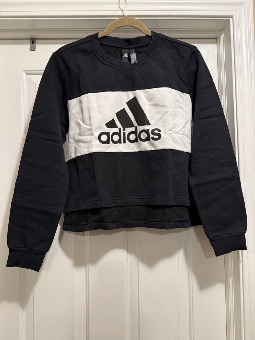 adidas Women's Black & White Logo Crewneck Sweater (Women’s Size: M)